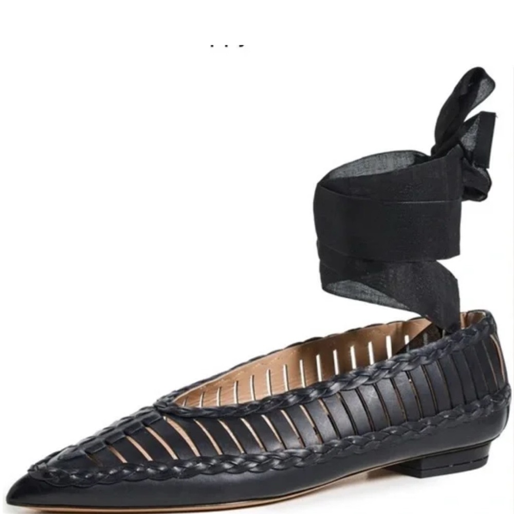 Ulla Johnson Black Woven Ballet Flats